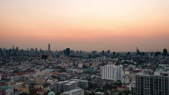 4K:曼谷大城市日落的时间流逝