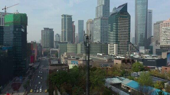 南京市区晴天交通街道航拍全景4k中国