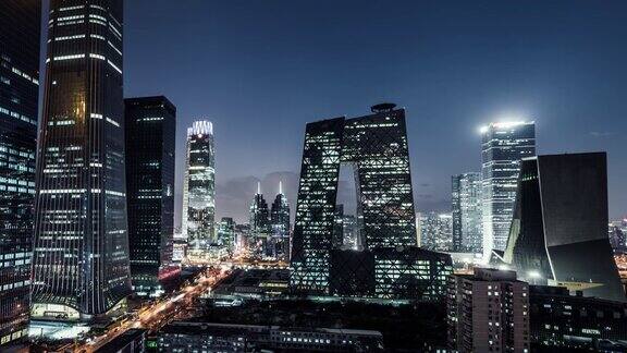 鸟瞰图北京和市中心在晚上北京中国