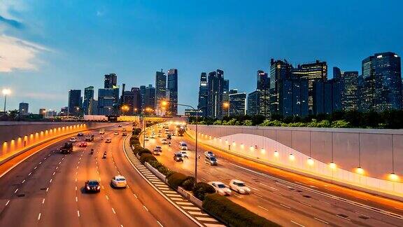 4k时间流逝的交通在新加坡城市的道路上
