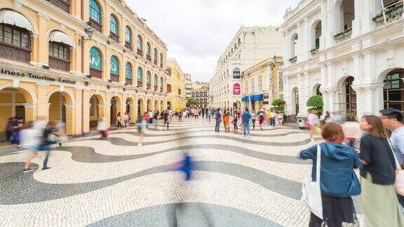 4K时光流逝:澳门历史街区前葡萄牙殖民城市现在受欢迎的旅游目的地