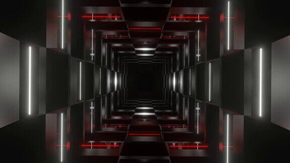 红色和白色霓虹灯辉光象棋类型隧道背景VJ循环在4K