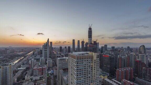 北京市中心日落到黄昏过渡北京中国