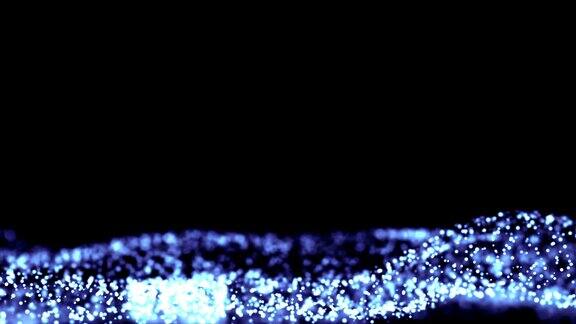 圣诞蓝灯发光粒子散景可循环在黑色背景上节日活动
