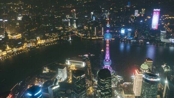 航拍上海夜景中国上海