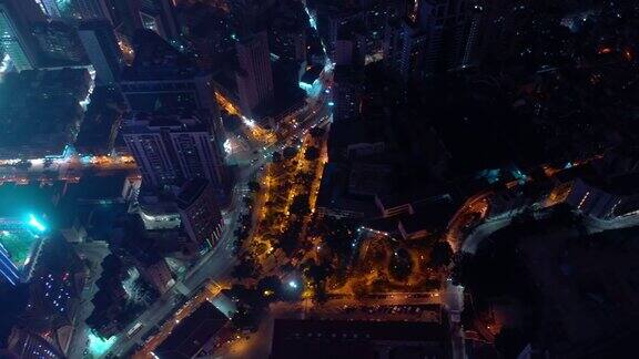 夜光澳门城湾市中心著名酒店高空俯视4k中国全景