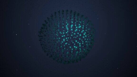 4k视频的抽象几何球体移动点