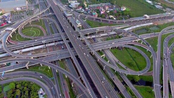 无人机拍摄的泰国曼谷高速公路