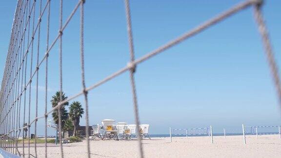 排球网在沙滩排球比赛加利福尼亚海岸美国