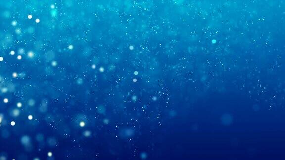 闪闪发光的蓝色粒子在一股柔和的洋流中闪耀着随波逐流抽象运动背景无缝循环