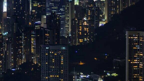 4KTIMELAPSE(4096x2160):香港的写字楼和城市景观zoomin风格