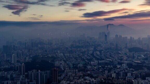 香港城市从早到晚的时间流逝