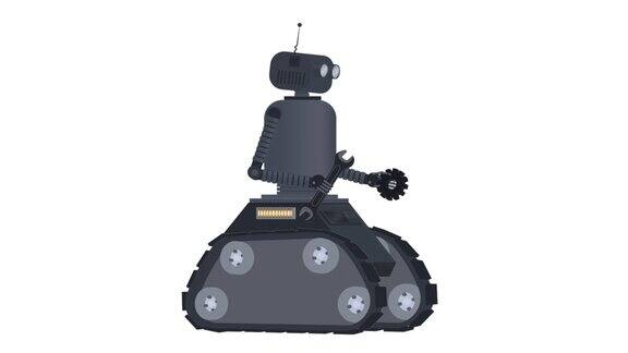 机器人机械师带着一个齿轮和一个扳手动画修复卡通