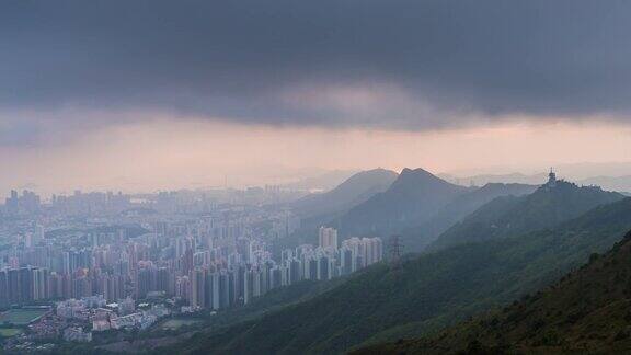 4K时间流逝:香港城市的高层摩天大楼现代城市商务区背景