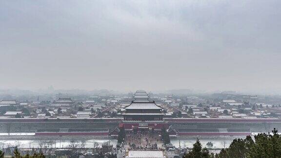 ZO高角度的紫禁城在冬天中国北京