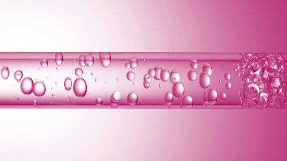 不同大小的气泡与透明液体在玻璃管内流动