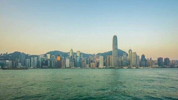 时间推移视频香港与维多利亚港在香港城市时间推移