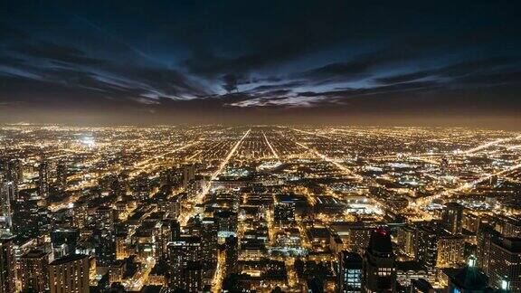 芝加哥夜间鸟瞰图