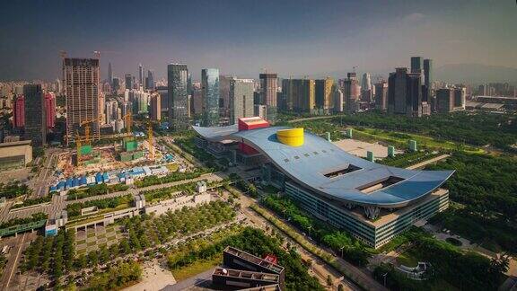 中国深圳阳光日屋顶顶层市民中心建筑面积全景4k时间推移