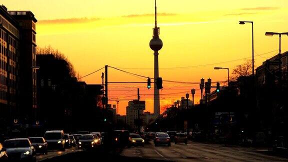 日落时的柏林时光流逝