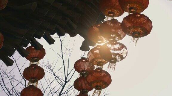 春节期间的中国灯笼