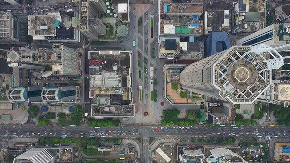 白天时间深圳市区著名的交通街道高空俯视图4k中国