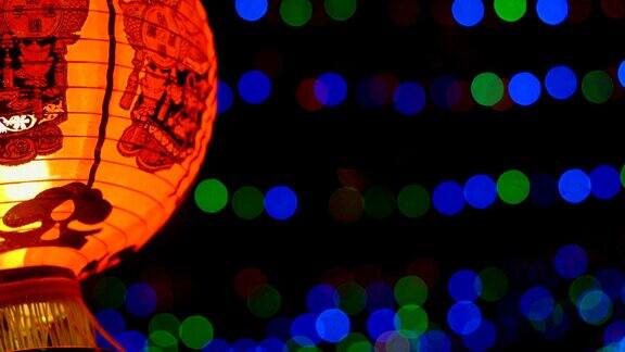 中国新年的灯笼在唐人街祝福文字意味着拥有财富和幸福