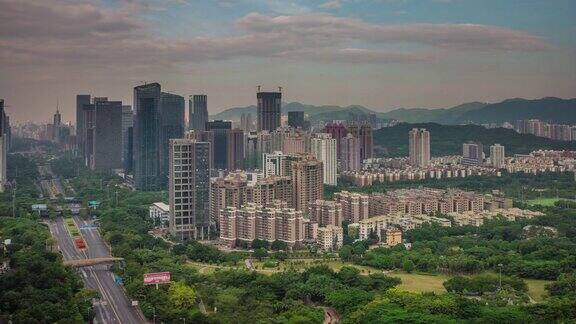 中国天光深圳城市自然屋顶全景4k时间流逝