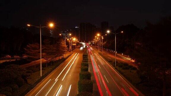 城市高速公路夜景延时摄影4K高清视频