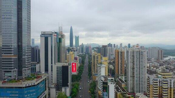 白天时间深圳市区交通街道航拍4k中国