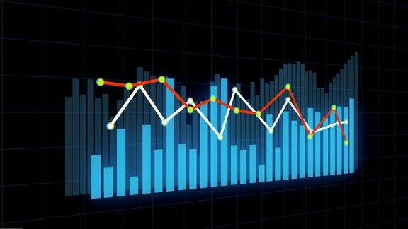 4K金融股票图商业数据趋势hud图经济节点线
