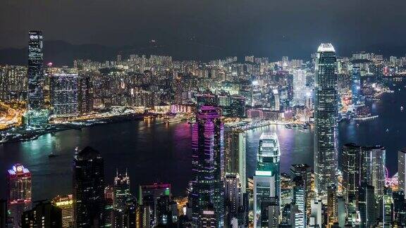 航班号WSHAZI香港维多利亚港夜间鸟瞰图