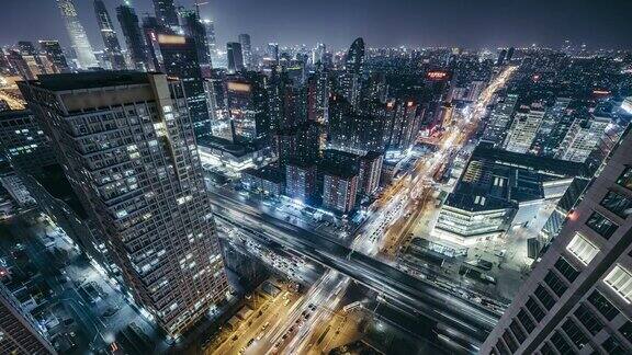 鸟瞰图北京和城市交通在晚上北京中国