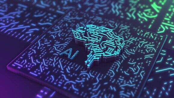 人工智能文字和大脑图标数字代码技术-股票视频