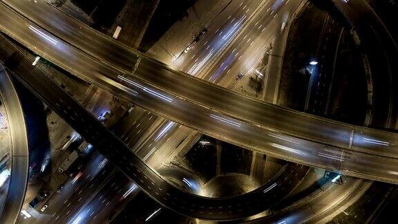 高速公路交通城市高峰时间的空中延时沉重的交通堵塞UHD4k