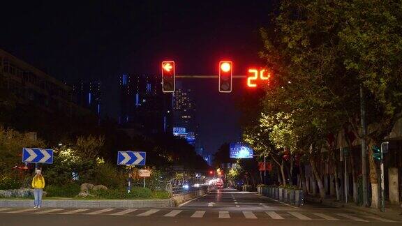 南京市中心城区夜景时间灯火通明市区街道全景4k中国