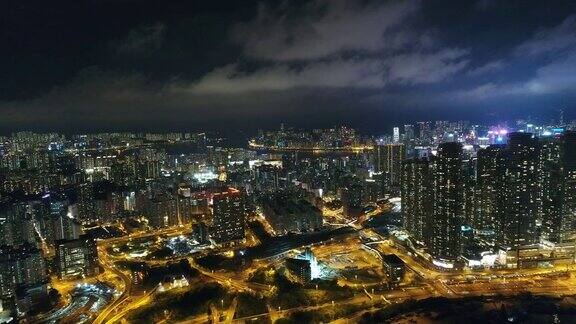 香港九龙地区夜间航拍系列