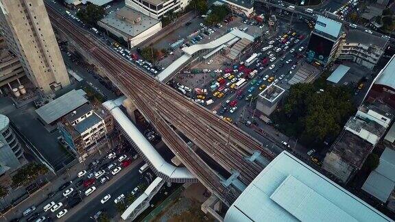 泰国曼谷十字路口鸟瞰图