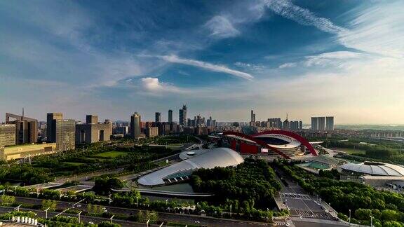 中国南京城市景观的时间流逝阴天