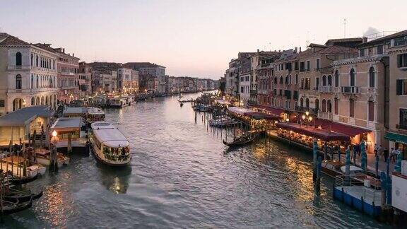 时间流逝威尼斯大运河黄昏意大利城市景观