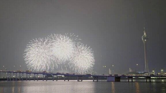 美丽的澳门建筑烟花和城市生活在澳门中国