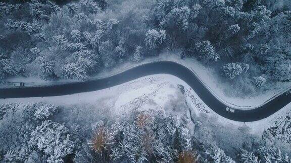 冬季道路鸟瞰图