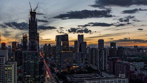 ZI北京中央商务区全景昼夜转换北京中国