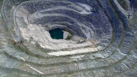 中国新疆一个巨大矿井的鸟瞰图
