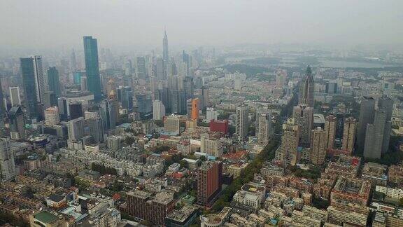 南京时间周三雾霾空中全景4k中国