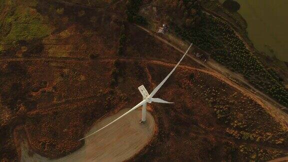 鸟瞰图的风力涡轮机