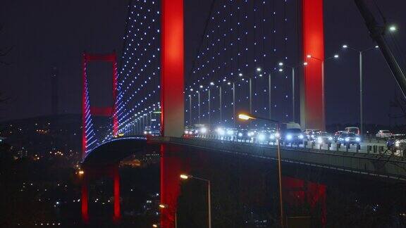 7月15日烈士桥黄昏时交通的低角度视图