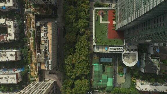 晴天雾霾南京市区交通街道空中俯仰全景4k中国