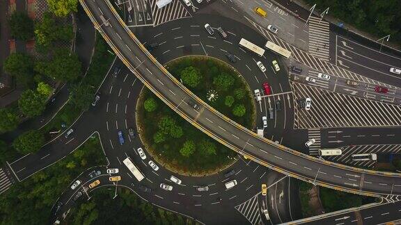 白天武汉城市景观交通路口空中全景4k中国