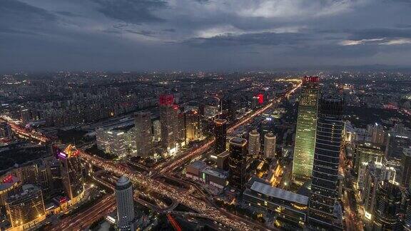 TU鸟瞰图北京白天到夜晚过渡北京中国